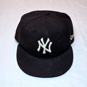 New Era 59FIFTY Black New York Yankees Baseball Cap Fitted Size 7 1/4